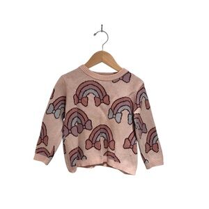 Huxbaby Pink Rainbow/Bow Knit Sweater - size 3